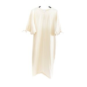 Top Shop Cream Short-Sleeve Midi Dress